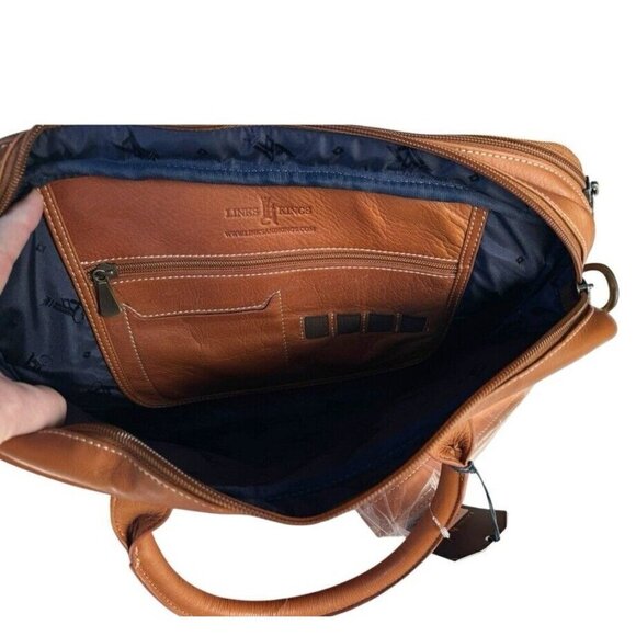 Links & Kings Mayfair Briefcase Handcrafted Tan Leather NWT - Picture 11 of 14